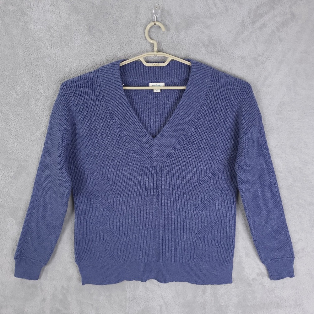 Sundance Sweater Women Blue Size M Chunky Fisherman Academia Minimalist Preppy
